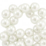 Glas parels off white 6mm (10 stuks)