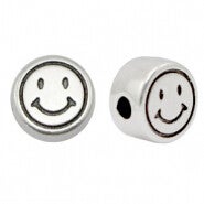 Dq kraal smiley zilver (per stuk)