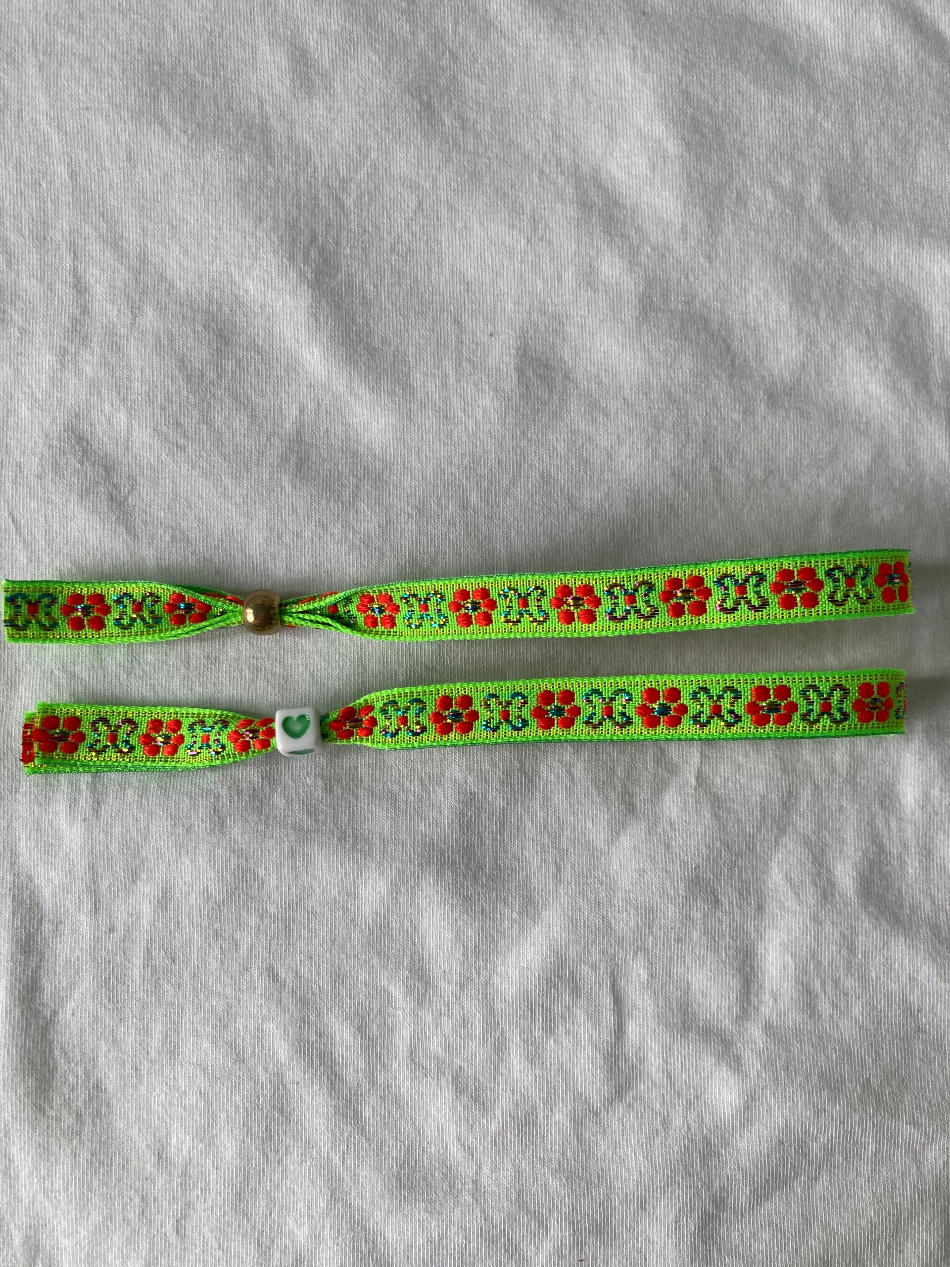 Flower bandje neon groen (per stuk)