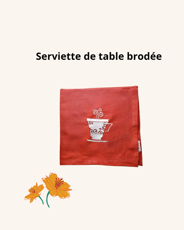 Serviette de table brodée