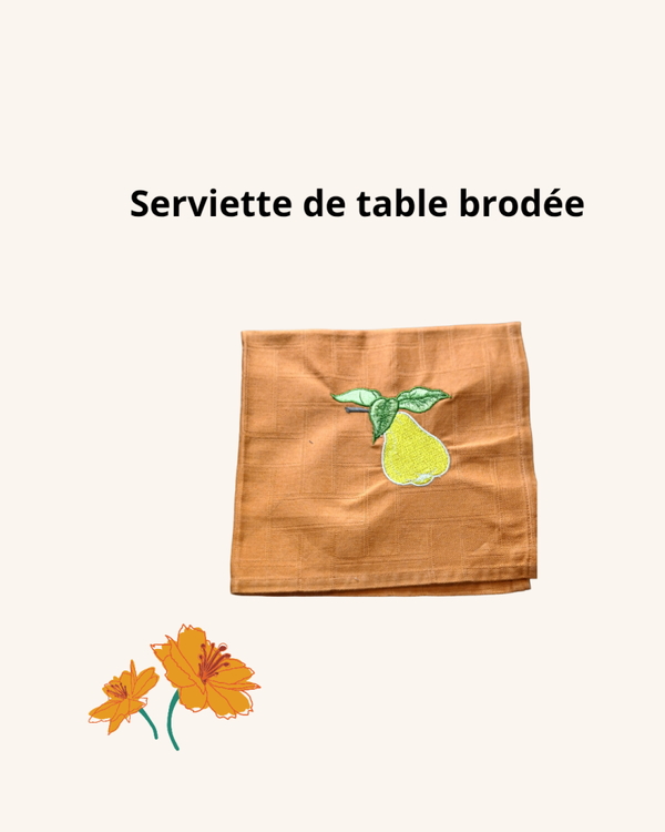 serviette de  table brodée