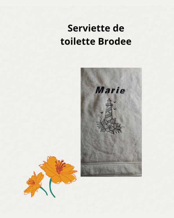 Serviette brodée prénom et motif
