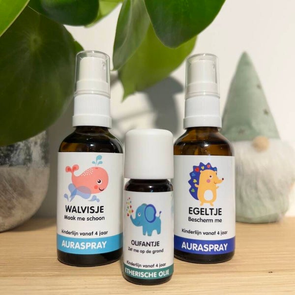 030 Setje combi Sprays & Olie WALVISJE - OLIFANTJE - EGELTJE