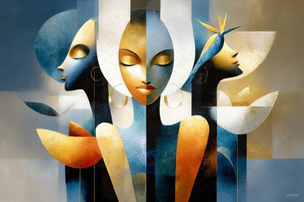 1142 - Schilderij vrouwen, abstract surrealisme, kunst