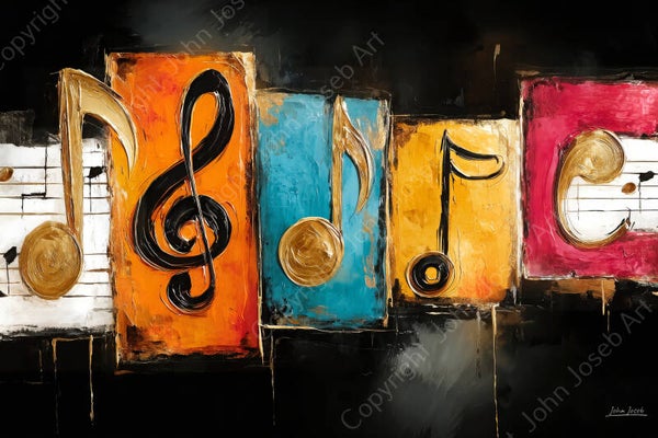 1165 - Schilderij muzieknoten, artistiek, abstract, kleurrijk, muziek, kunst