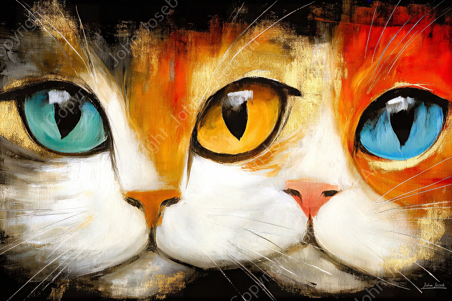 1173 - Schilderij poezen, artistiek, abstract, kleurrijk, kunst