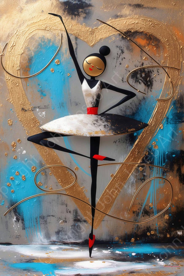1272 - Schilderij ballerina danseres, abstract, Kandinsky stijl, kunst