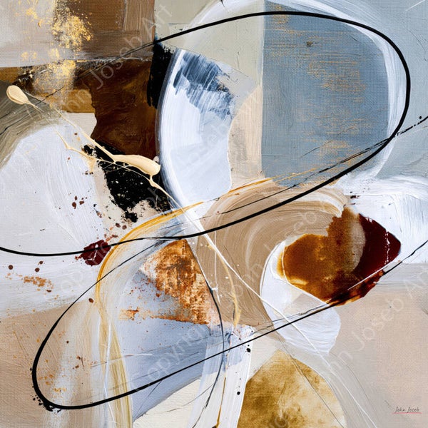 1310 - Schilderij abstract, geometrisch, non figuratief, bruin, vierkant, kunst