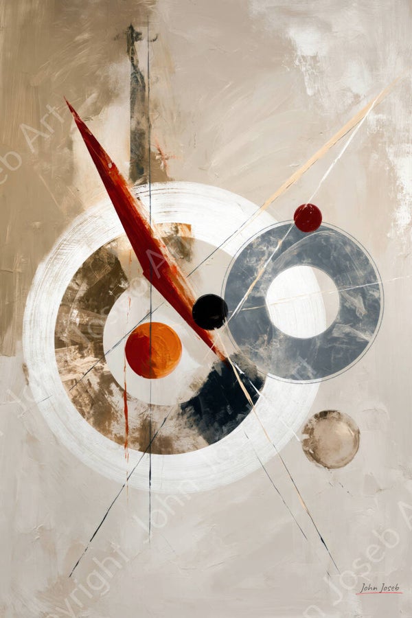 1329 - Schilderij abstract, cirkels, Kandinsky stijl, Japandi, non figuratief, kunst
