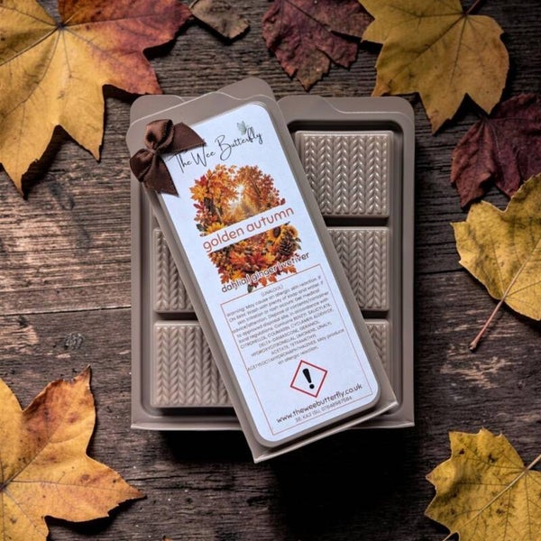 Golden Autumn Wax Melt Snapbar – Sunflowers, Autumn Florals, Ginger & Vetiver | Warm Autumn Home Fragrance