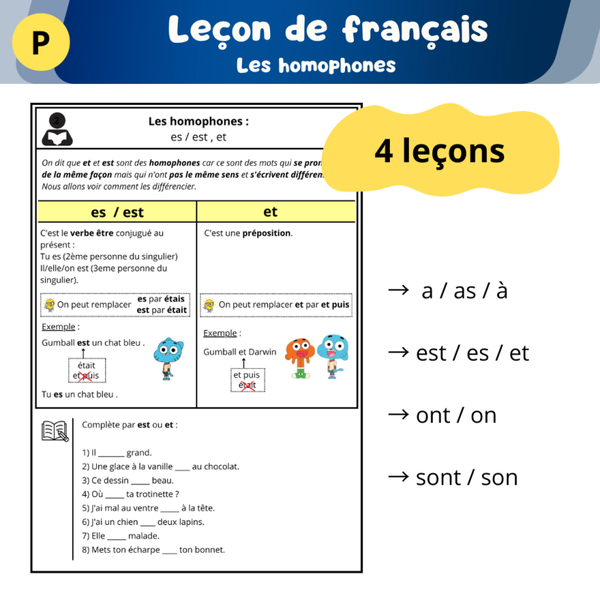 Leçon de français : Les homonophones (1)
