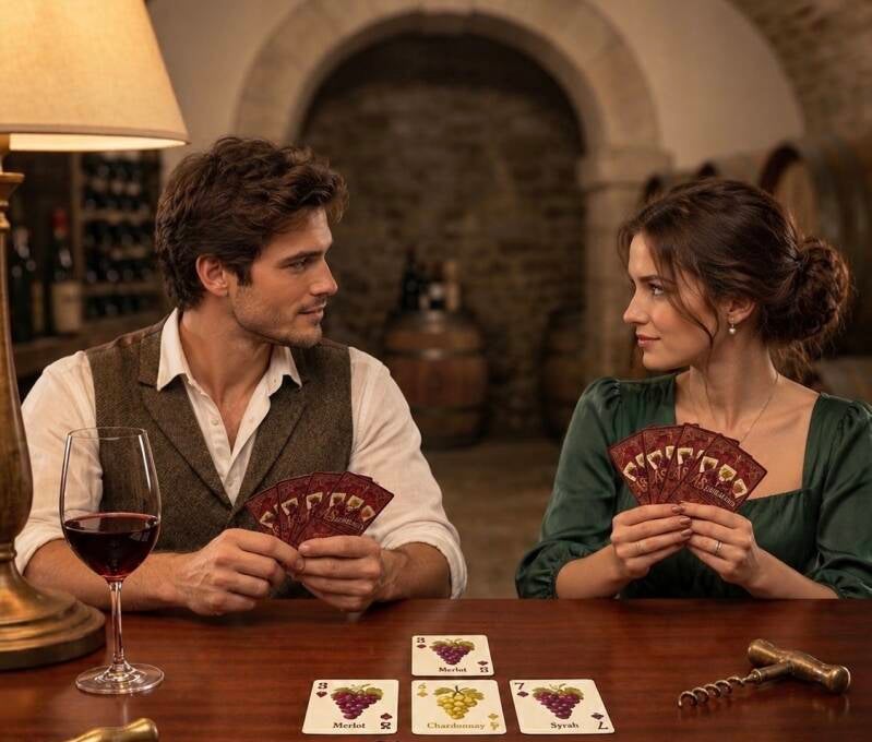 Jeu de cartes autour du vin