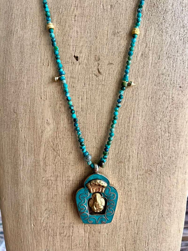 Sautoir Bouddha Turquoise africaine