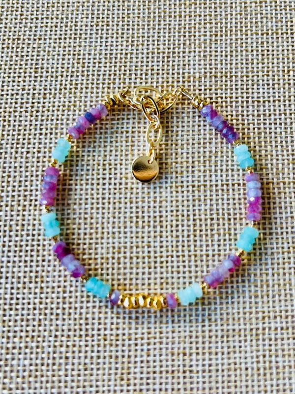 Bracelet Tourmaline rose et Amazonite