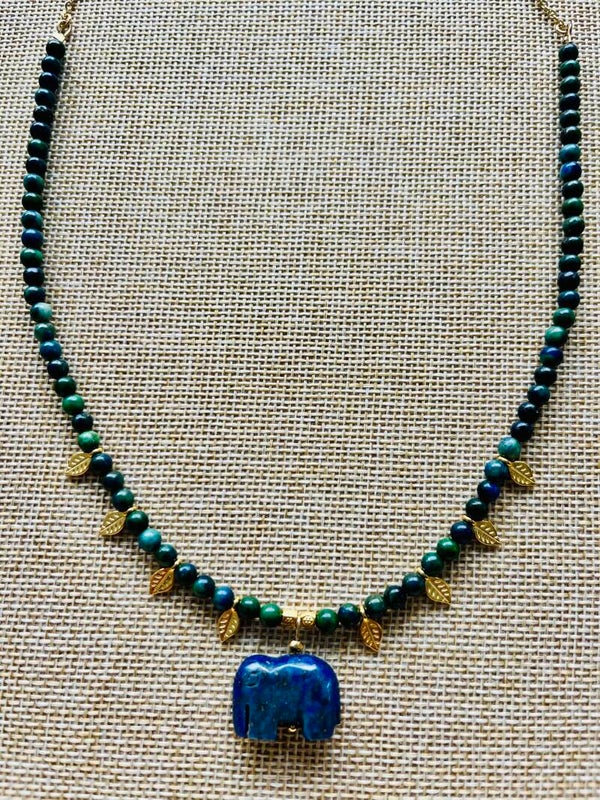 Collier Eléphant Lapiz-lazuli
