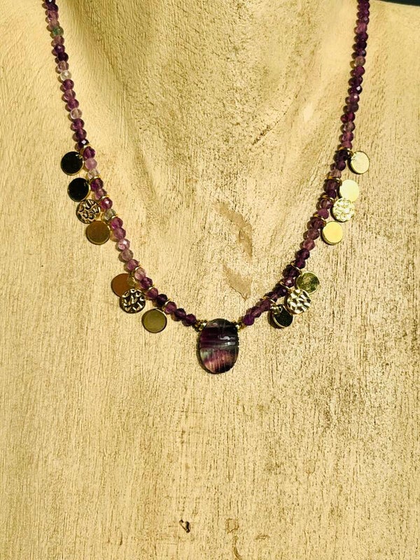 Collier Scarabée Fluorite