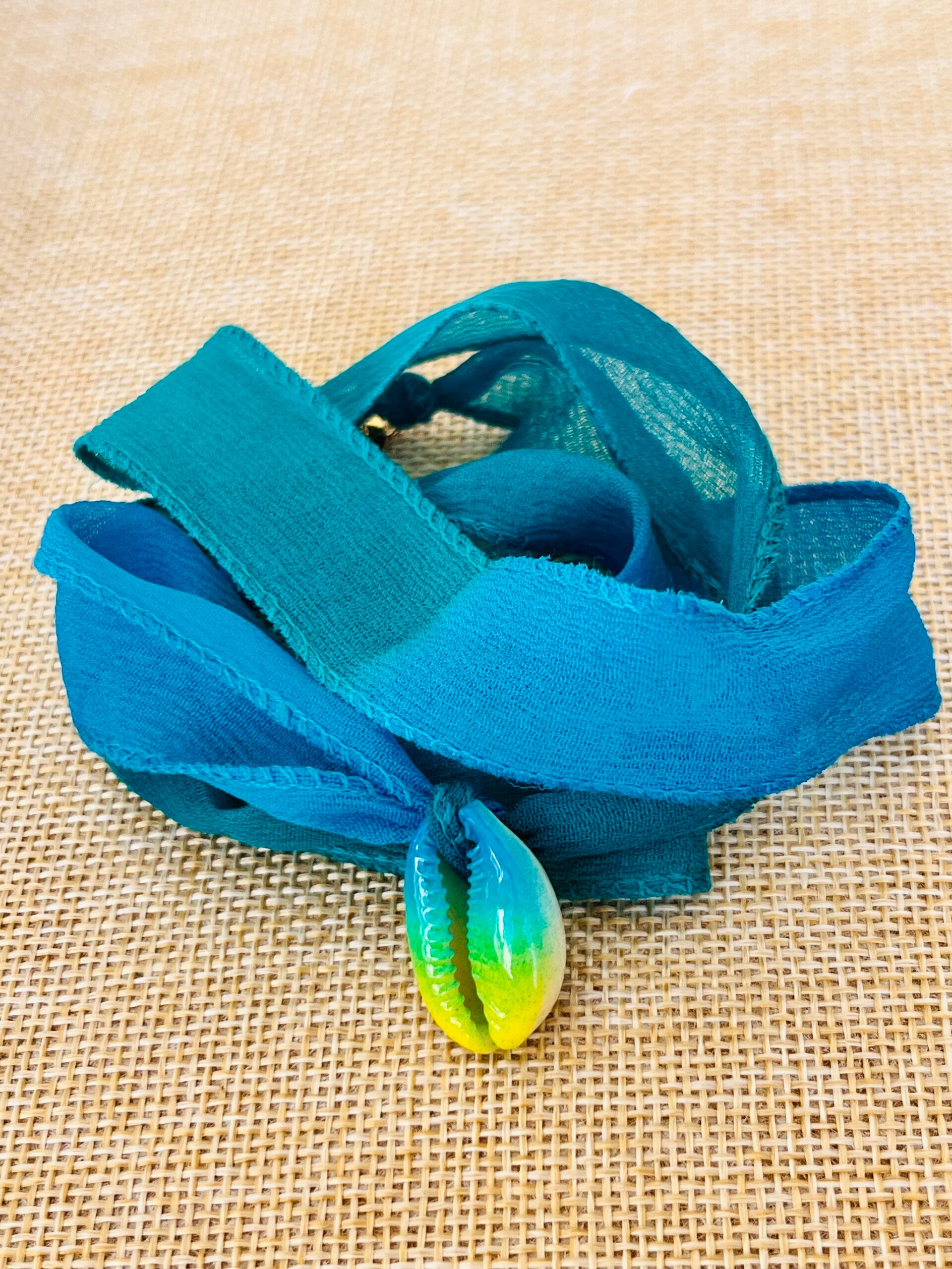 Ruban de soie & cori bleu