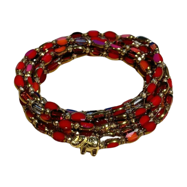 Bracelet Bohème rouge orangé multicolore