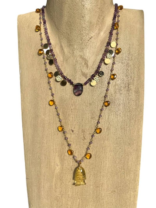 Collier Poisson Quartz citron