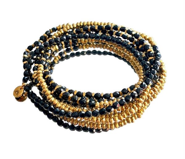 Collier et Bracelet MILOS 6 Tours Noir