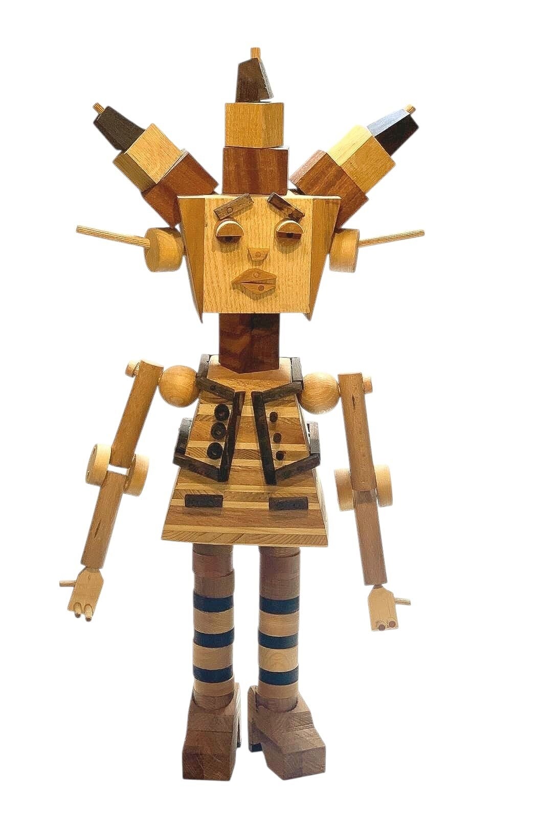 Sculpture robot en bois – Fille articulée Bois D’Art