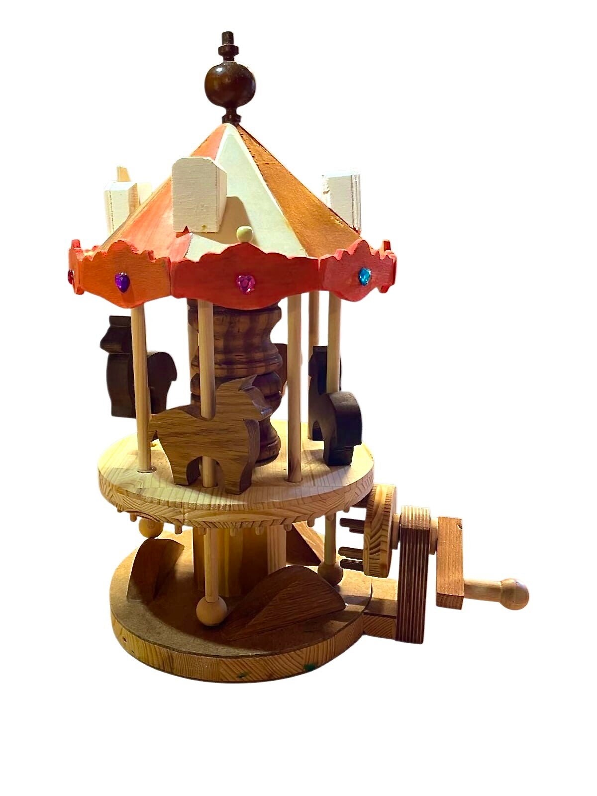 Carrousel en bois artisanal- Sculpture unique Bois D'art