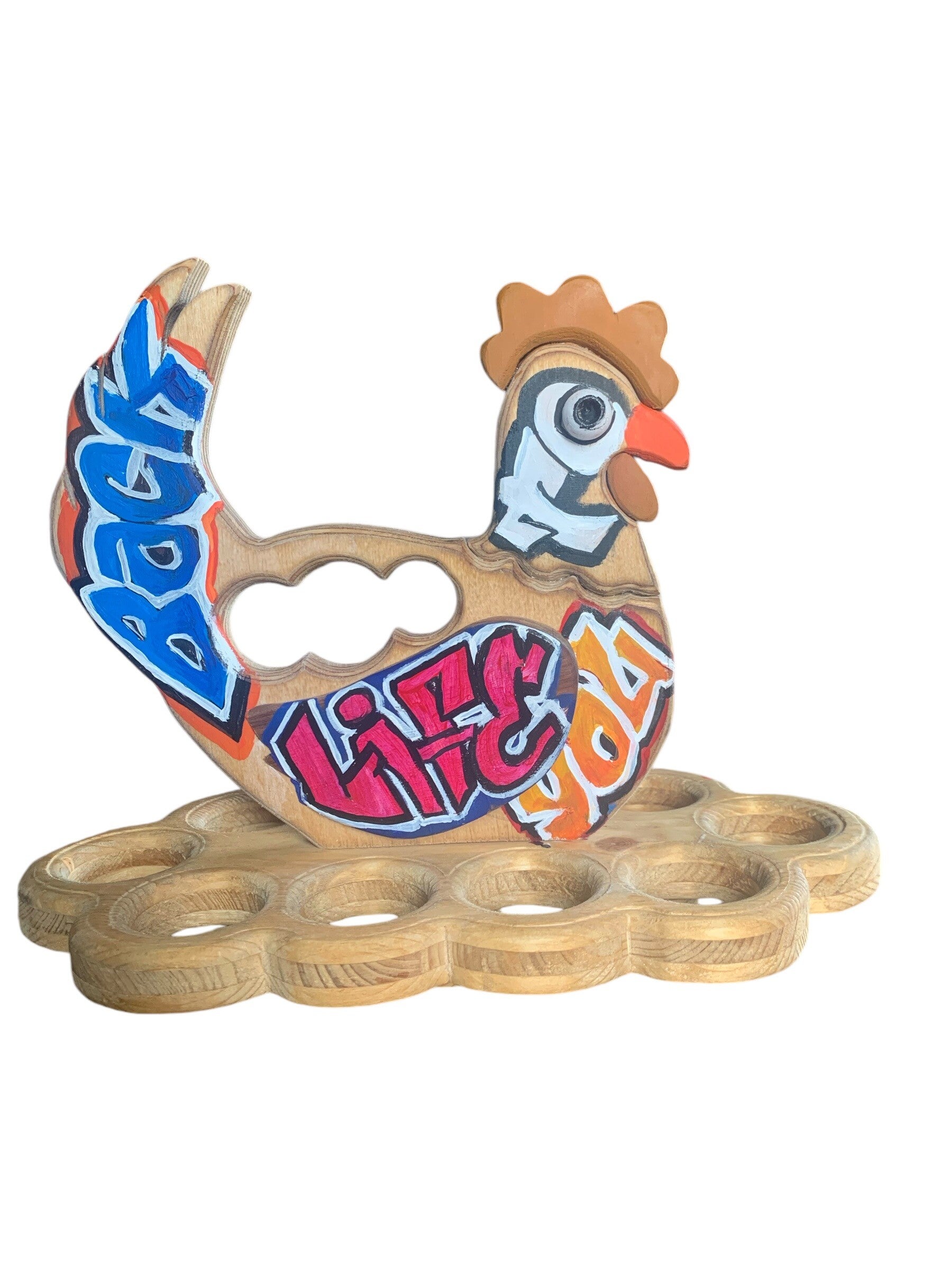 Porte-œufs rétro en bois