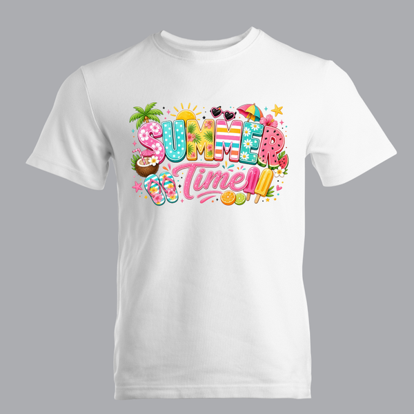 Zomershirt met Summer time opdruk | Kind & Volwassenen