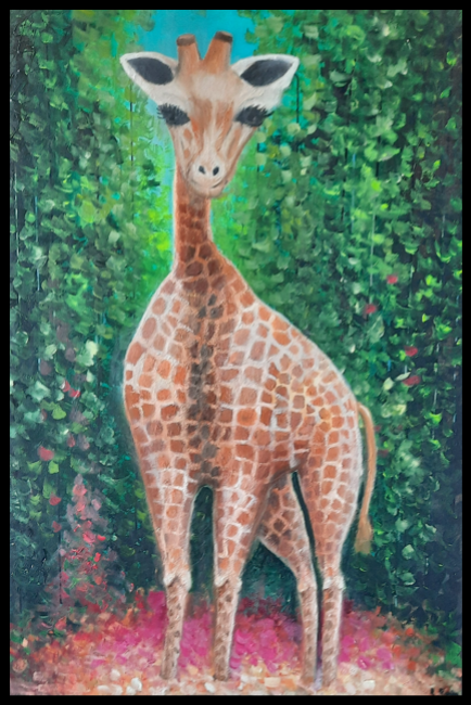 " La Girafe" Tableau abstrait 50 X 70 CM