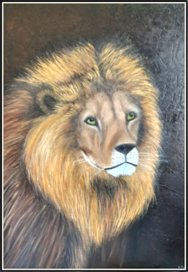 Le lion - Le roi des animaux. Tableau 50 X 60 CM