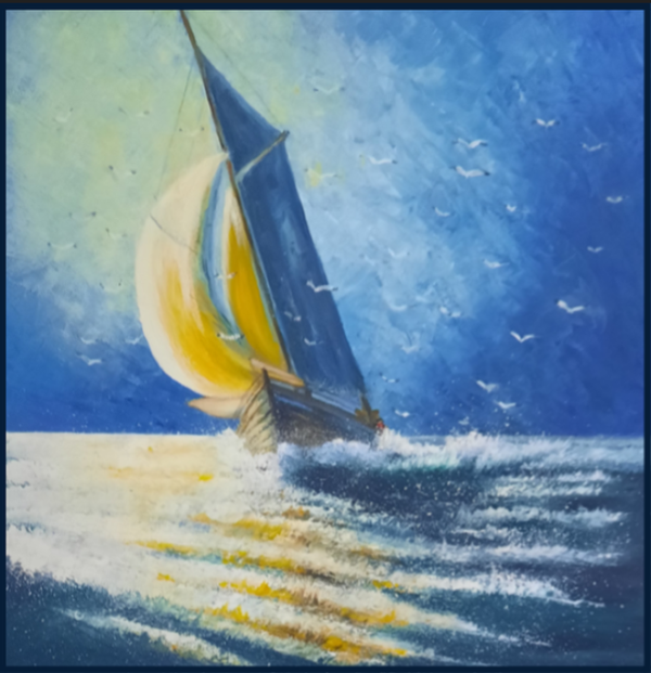 Le voilier en mer agitée.