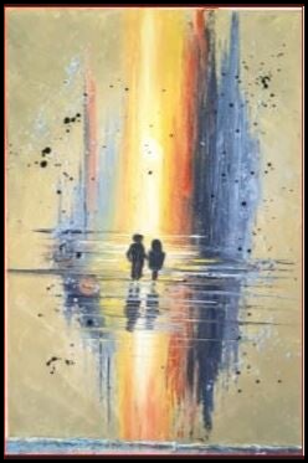 " Les enfants " Tableau abstrait 30 X 40 CM 3D