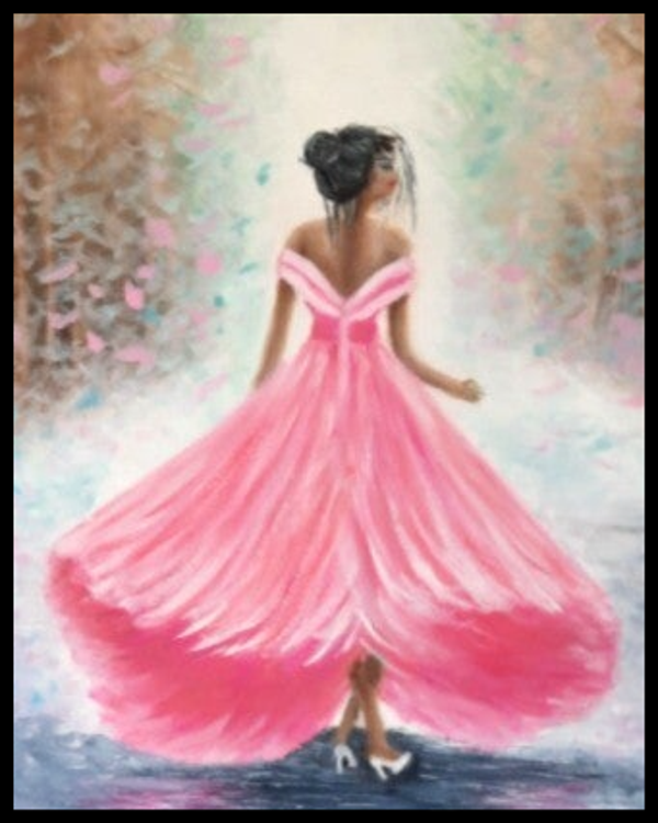 "Lady in Pink " Tableau moderne 50 X 50 CM 3D