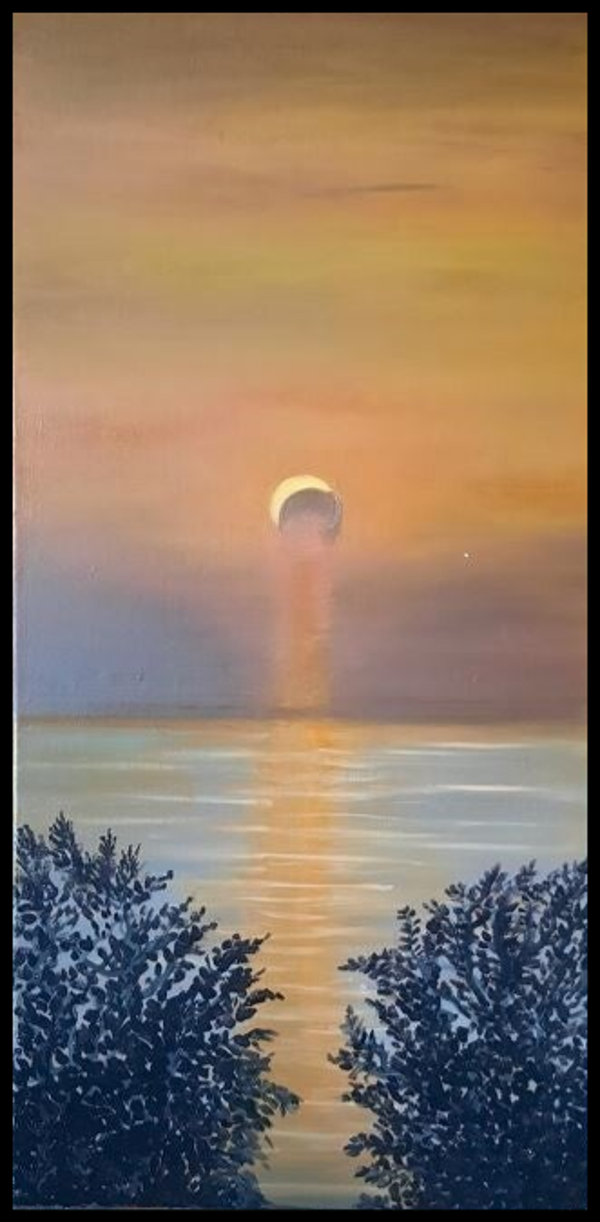 L'éclipse du 12 août 2026 - Tableau 30 X 60 CM
