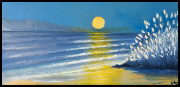 "Clair de lune" Tableau contemporain 60 X 30 CM