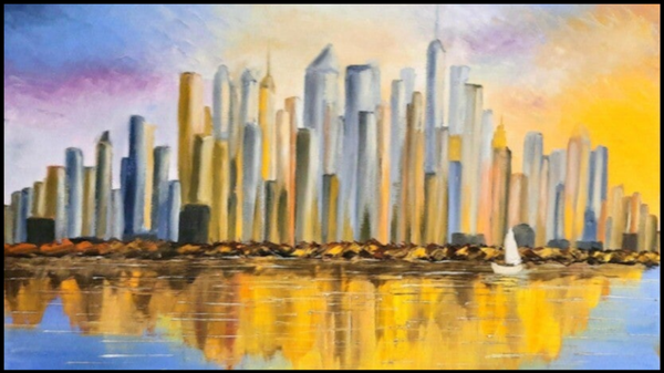 "Manhattan 5" Tableau abstrait 70 X 50 CM