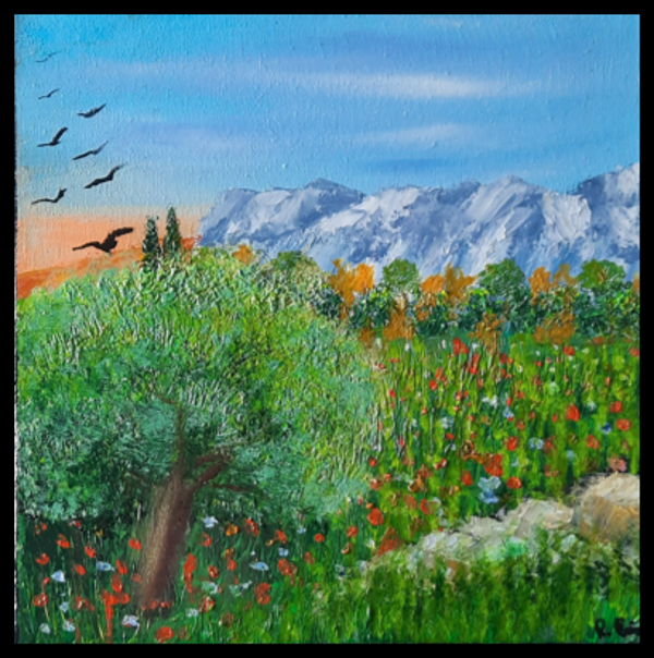 "La Sainte-Baume" Tableau moderne 30 X 30 CM