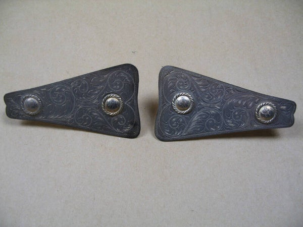 Silberbeschläge für Lederwaren Sattelcken 2 Stück mit Conchos Restposten No. 820