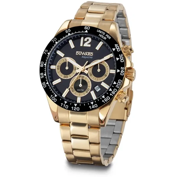 Reloj Aquastar de Acero Dorado con Bisel Cerámico Daytona.