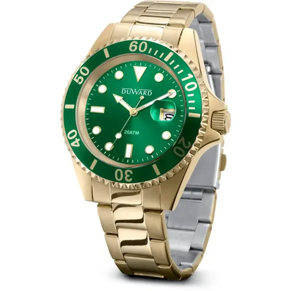 Reloj de Acero Dorado Bisel Verde Strom.