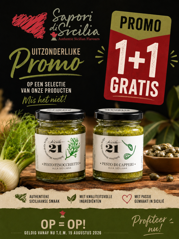 “PROMO 1 + 1 GRATIS” - Siciliaanse pesto’s Secolo21