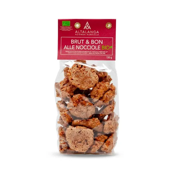 Brut & Bon, krokante koekjes met Hazelnoten Piemonte IGP - Gluten- en Lactosevrij! - 100% BIO - 130g