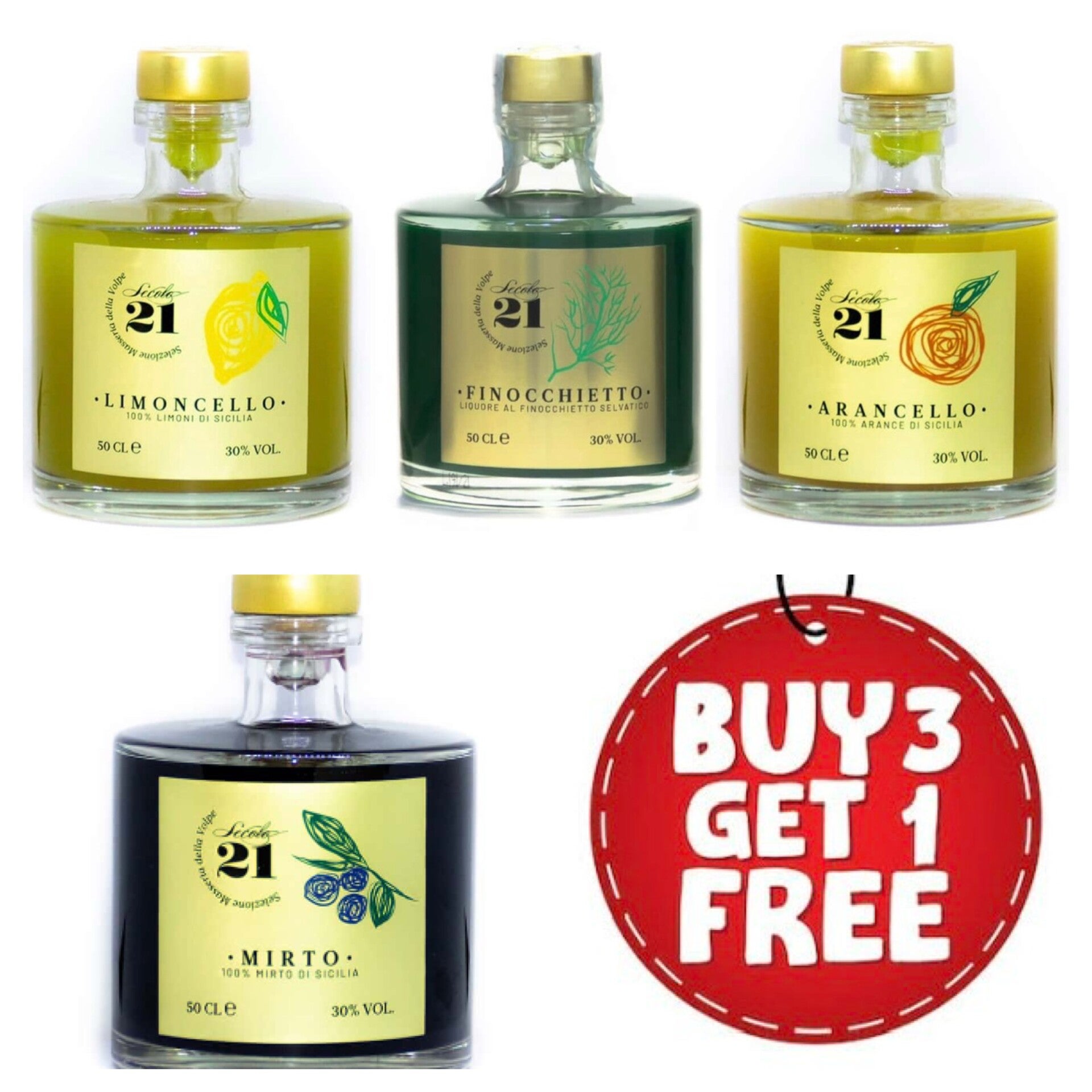 “PROMO 3 + 1 GRATIS” - Siciliaanse BIO likeuren Secolo21