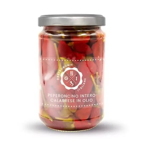 Hele Calabrische Chilipepers in Olie – 314 ml