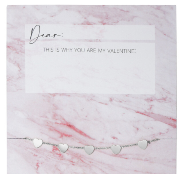POSTCARD VALENTINE HEARTS BRACELET SILVER