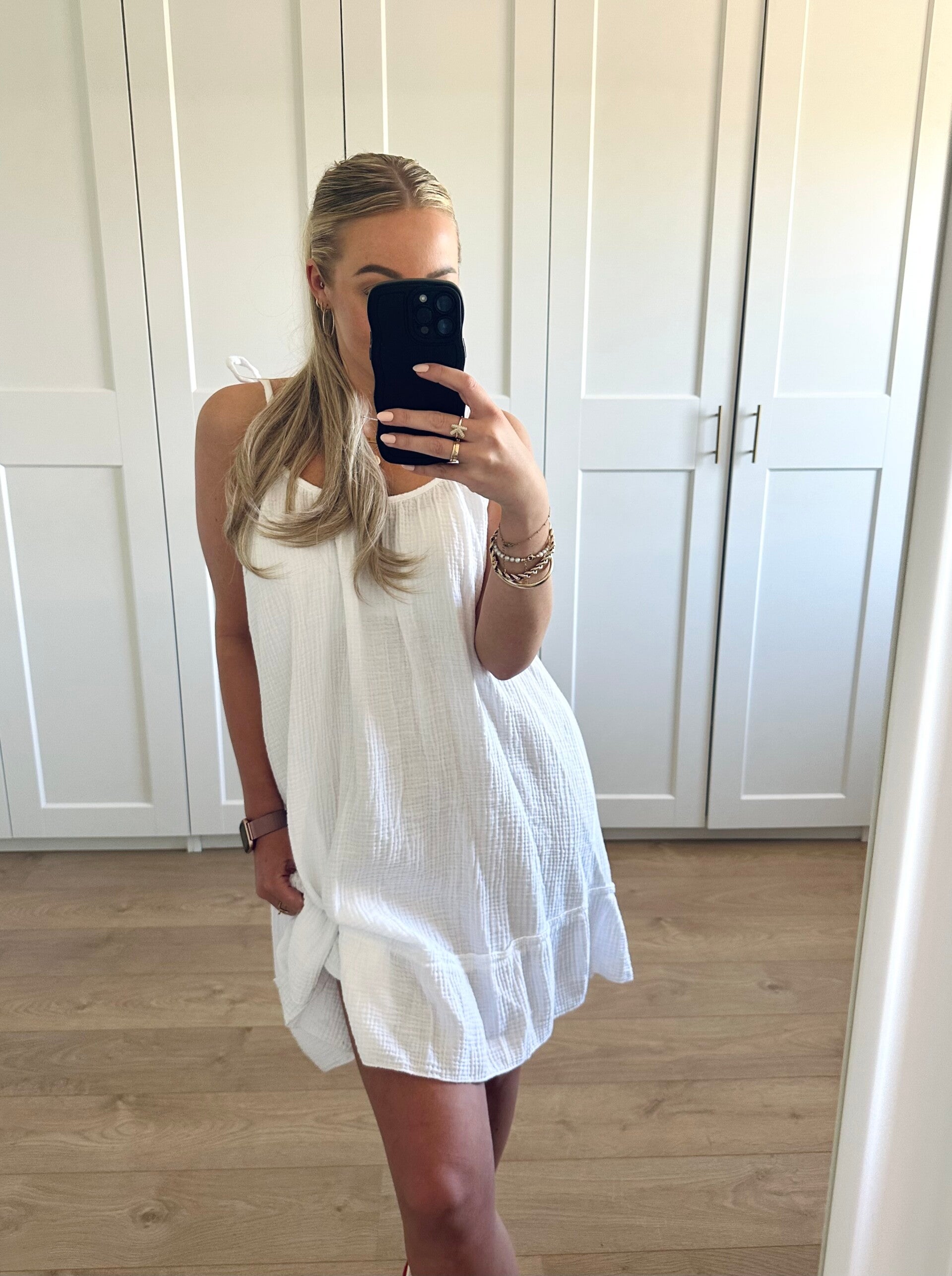 Jurk met strik bandjes - wit