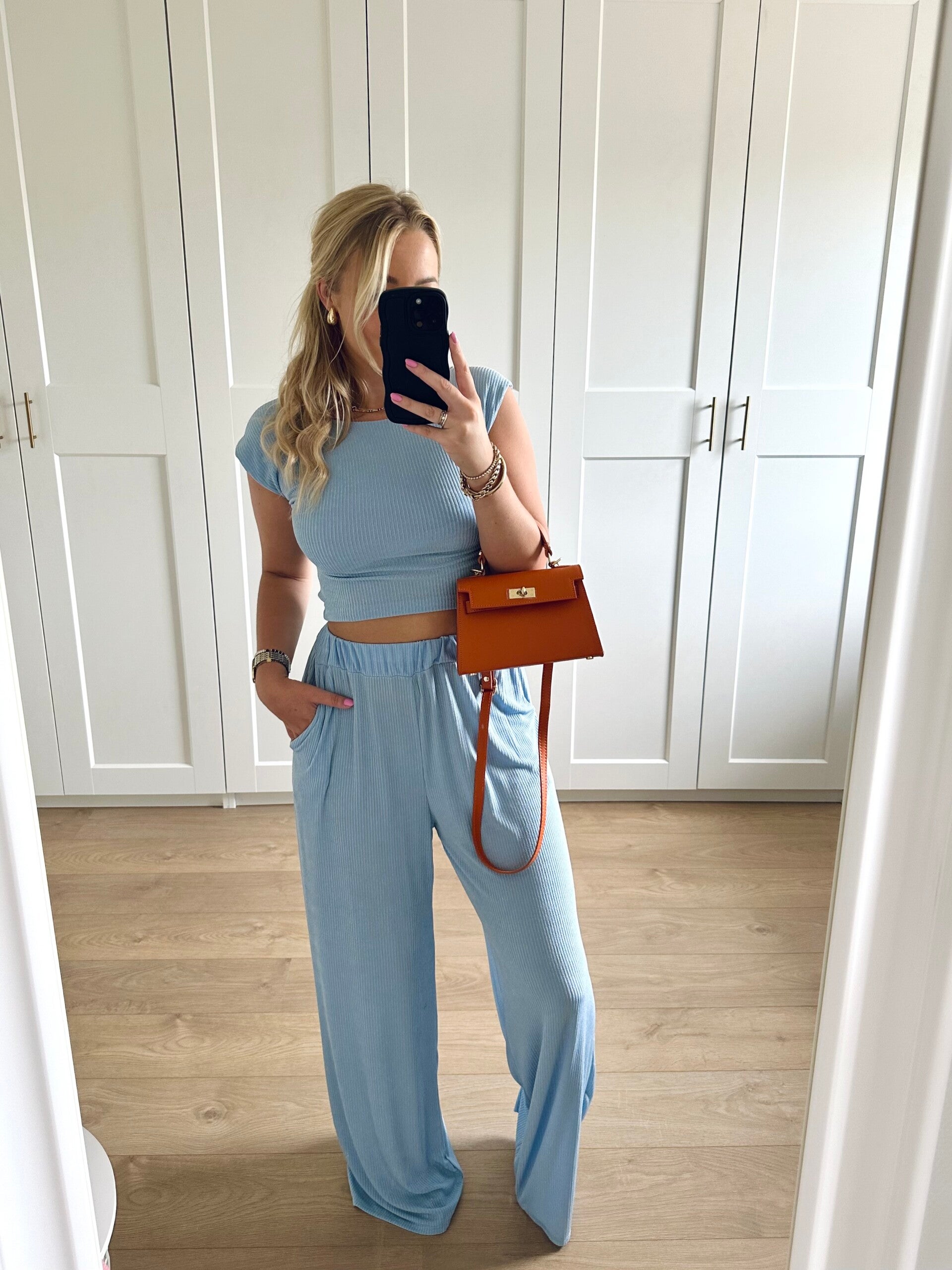 Set met open rug - blauw