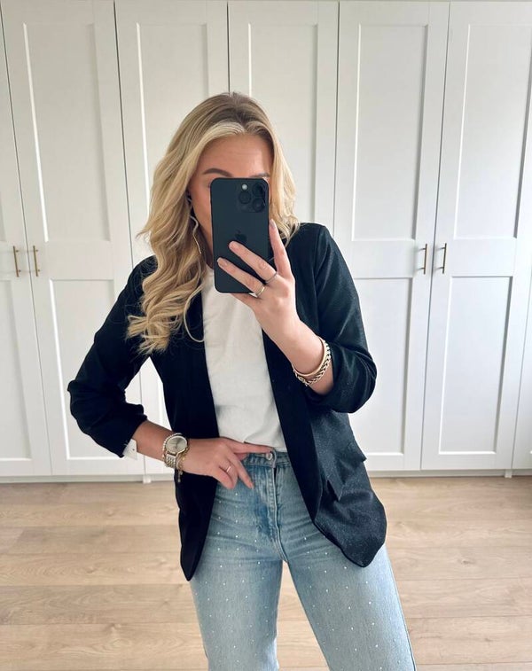 Blazer met subtiele glitter - zwart