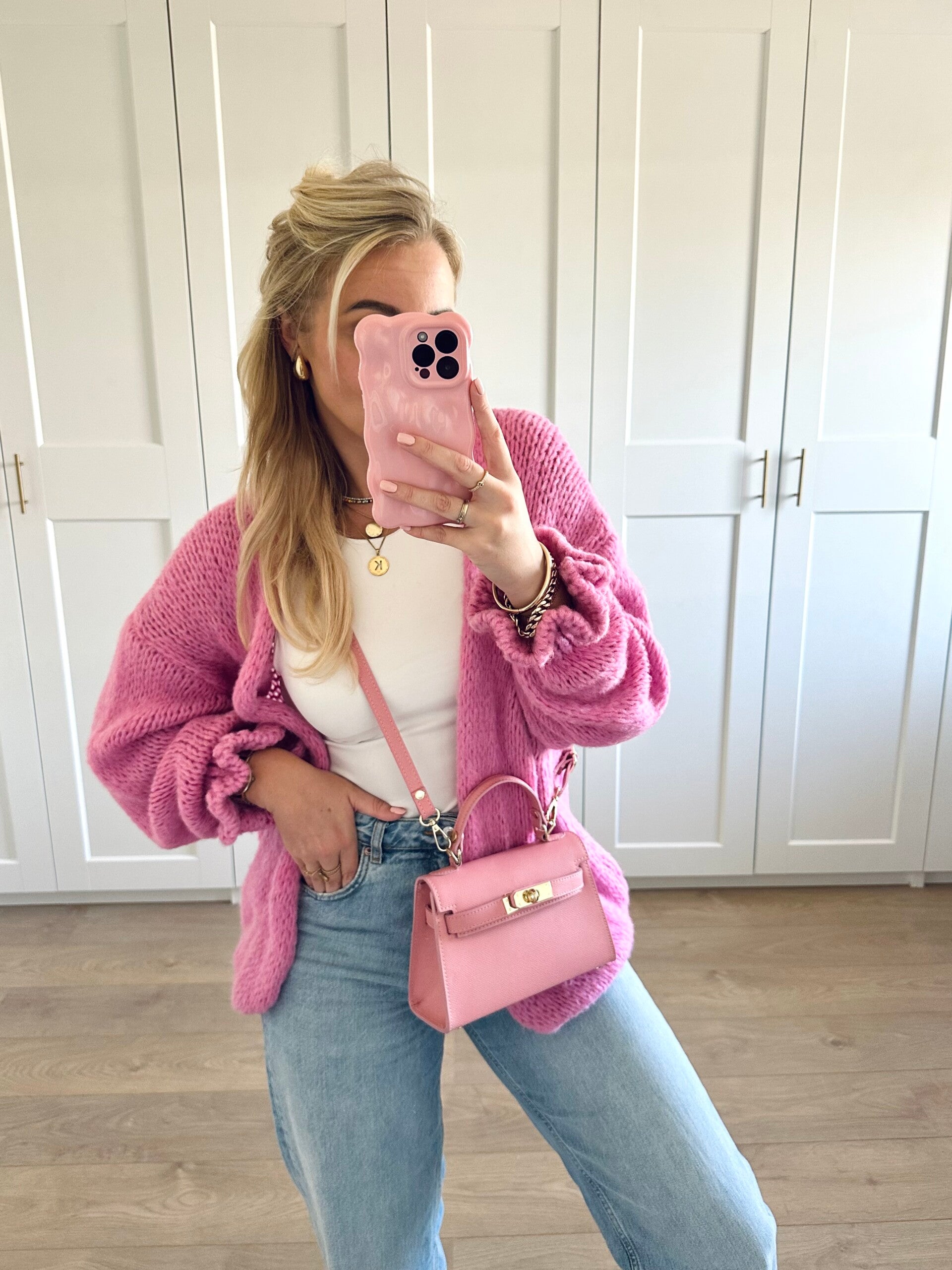 Vest met ruffle mouwen - roze