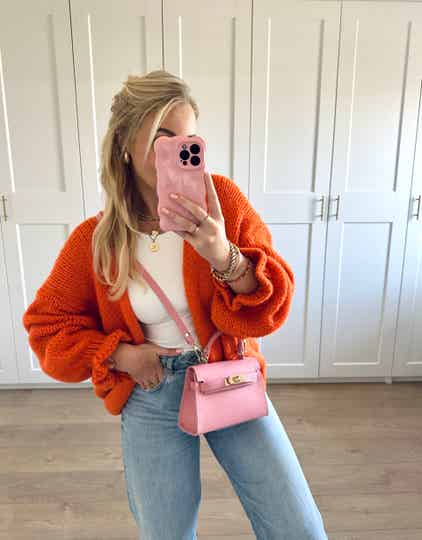 Vest met ruffle mouwen - oranje